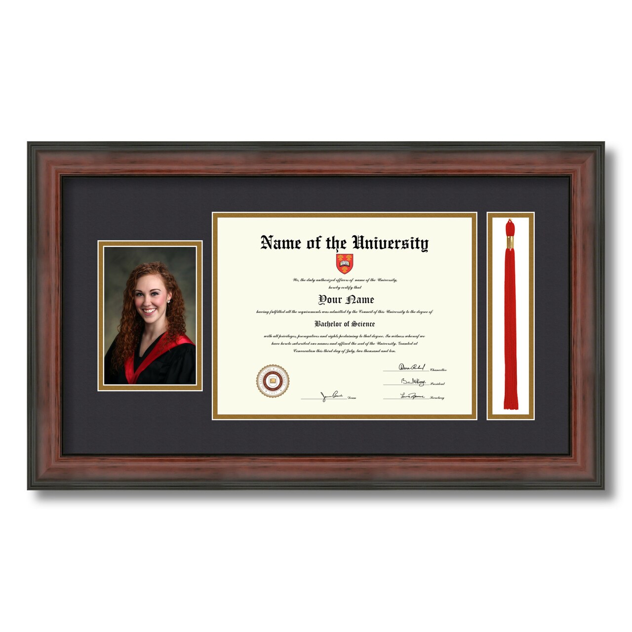 ArtToFrames 8.5x11 inch Diploma Frame with 4x6 Inch Image Opening and Tassel Opening - Framed with Black and Gold Mats, Comes with Regular Acrylic and Sawtooth Hanger for Wall Hanging (DIT-8.5x11)